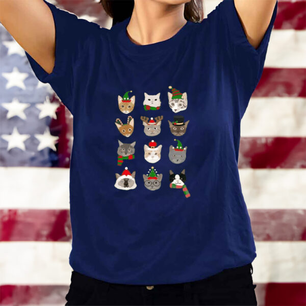 Women’s Festive Cats Printed Long Sleeve T-Shirts