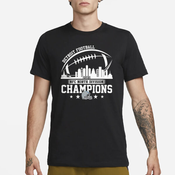 2023 Detroit Football Skyline Nfc North Champions T-Shirt3