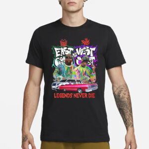 Biggie Smalls East Coast Vs Tupac Shakur West Coast Legends Never Die T-Shirt1