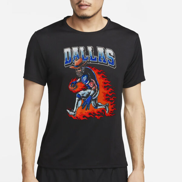 Cowboys Flaming Skeleton Player T-Shirt2