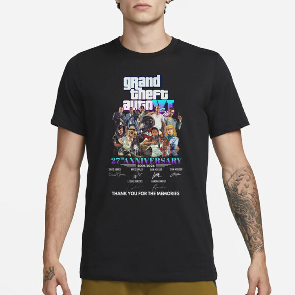 Grand Theft Auto Vi 27Th Anniversary 2001 – 2024 Thank You For The Memories T-Shirt3