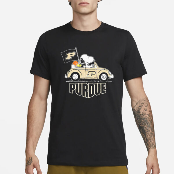 Snoopy And Woodstock Driving Car Purdue Boilermakers 2023 T-Shirt3