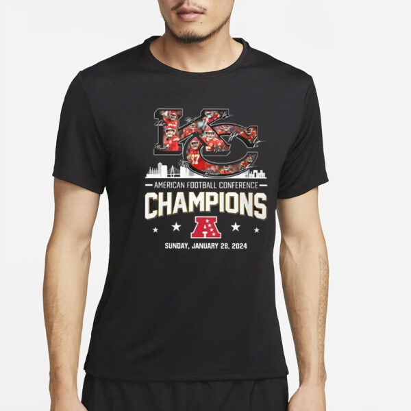 Kc Chiefs Afc Champions 2023-2024 Signature Two-Sided T-Shirt2