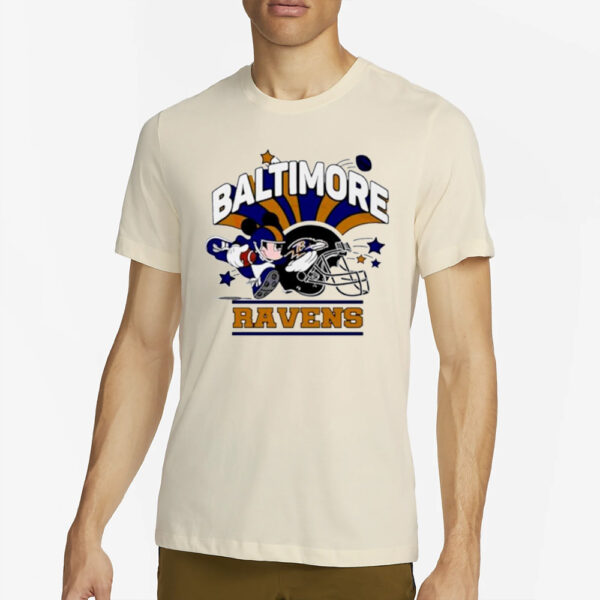 Mickey Mouse Player Baltimore Ravens Football T-Shirt2