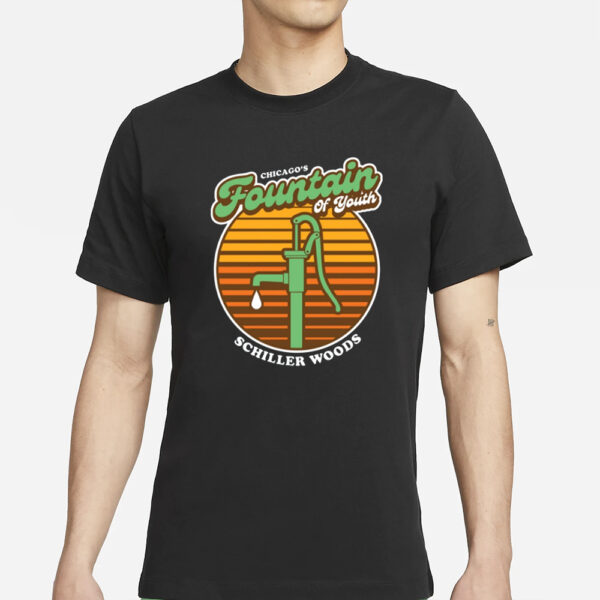 Harebraineddesign Chicago'S Fountain Of Youth Schiller Woods T-Shirt