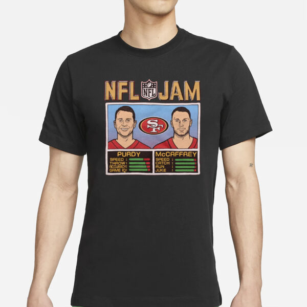 Nfl Jam 49Ers Purdy And Mccaffrey T-Shirts