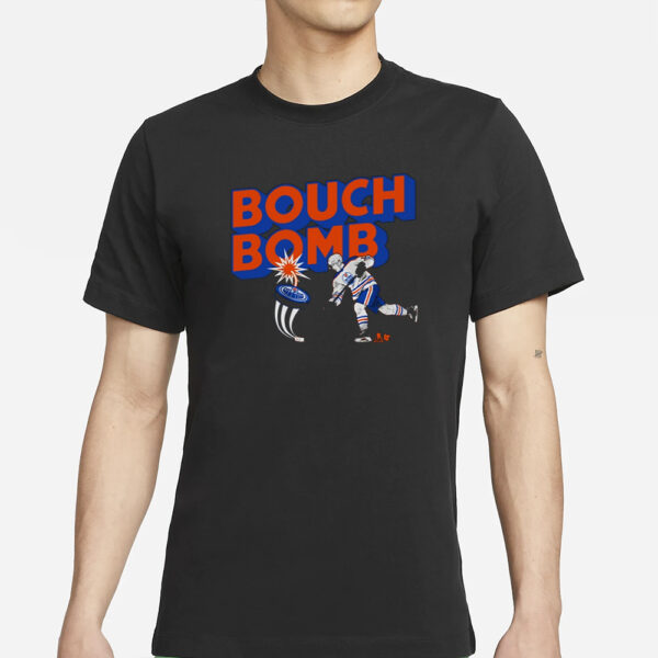 Ice District S Evan Bouchard Edmonton Oilers Bouch Bomb T-Shirt