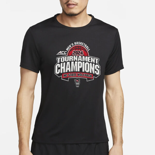 Nc State Wolfpack Retro Brand Red 2024 Acc Men’s Basketball Tournament Champions T-Shirt2