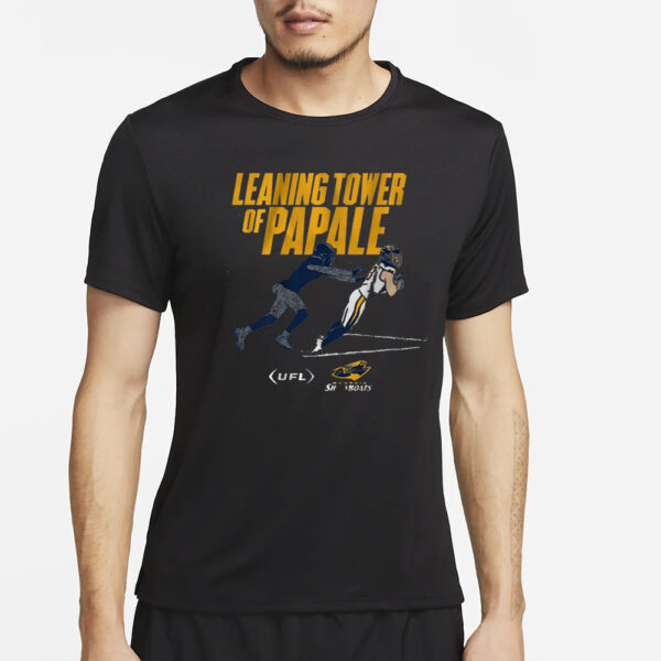 Memphis Showboats Vinny Papale Leaning Tower Catch T-Shirt2