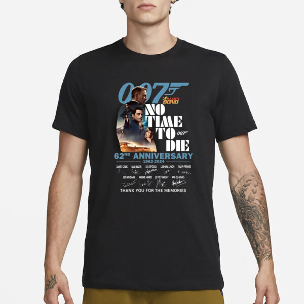 007 James Bond No Time To Die 62Nd Anniversary 1962-2024 Thank You For The Memories T-Shirt3