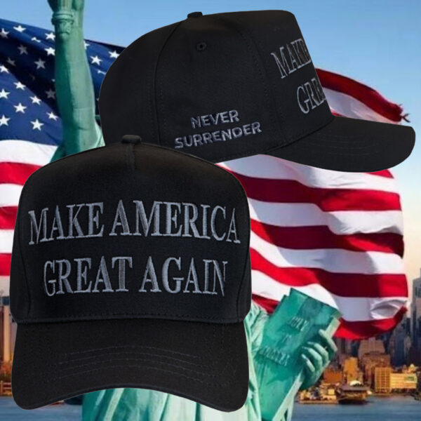 Trump Never Surrender Black Maga Hat Make America Great Again