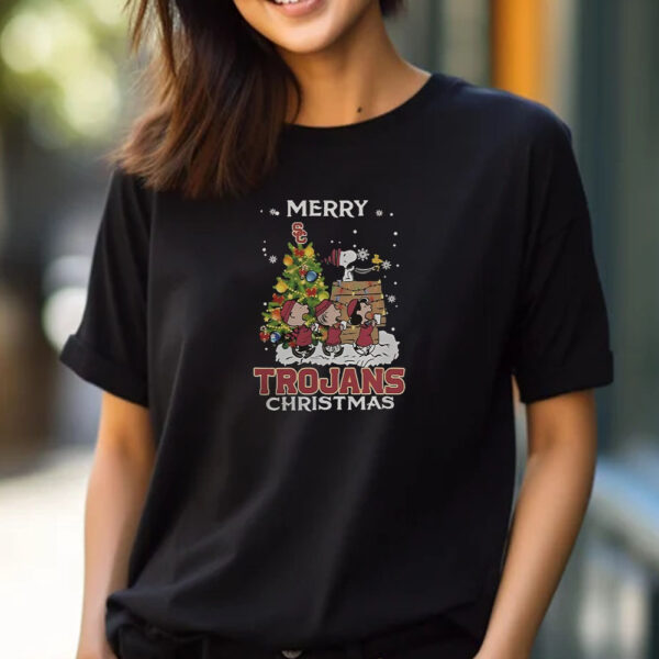 Usc Trojans X Snoopy And Friends Merry Christmas 2024 T-Shirt